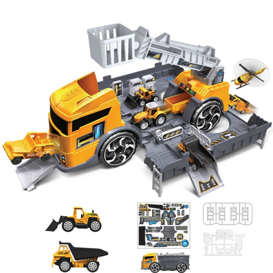Camion porte-conteneurs de tracteur jouet pour enfants Simulation de parking Ensemble de modèles de voitures, Véhicule d'ingénierie, Camion de pompiers