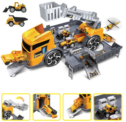 Camion porte-conteneurs de tracteur jouet pour enfants Simulation de parking Ensemble de modèles de voitures, Véhicule d'ingénierie, Camion de pompiers