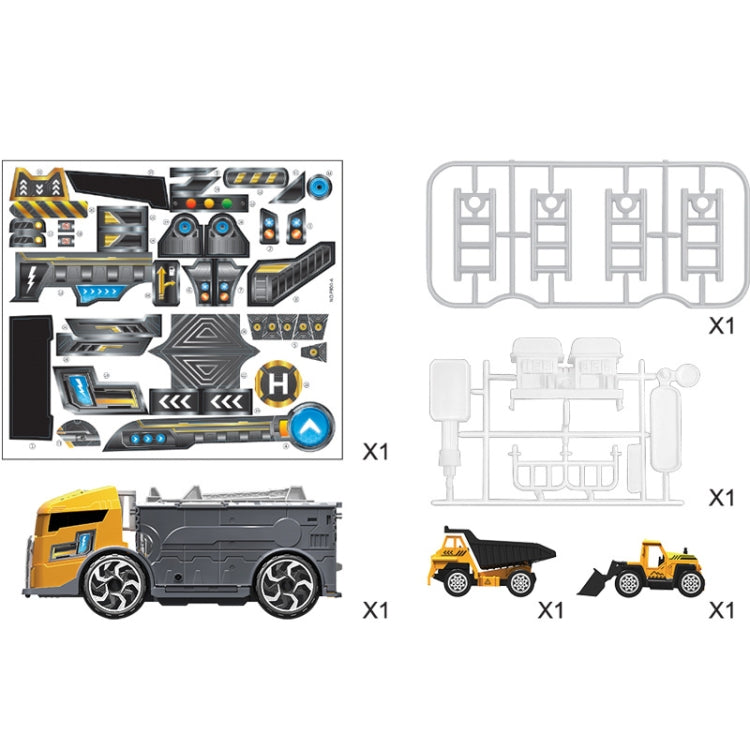 Camion porte-conteneurs de tracteur jouet pour enfants Simulation de parking Ensemble de modèles de voitures, Véhicule d'ingénierie, Camion de pompiers