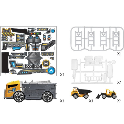 Camion porte-conteneurs de tracteur jouet pour enfants Simulation de parking Ensemble de modèles de voitures, Véhicule d'ingénierie, Camion de pompiers