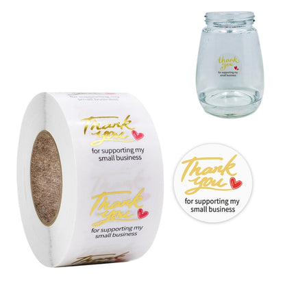 3 PCS Transparent Gilding Thank You Baking Sticker Envelope Sealing Sticker Gift Decoration Label, 2.5cm / 1inch