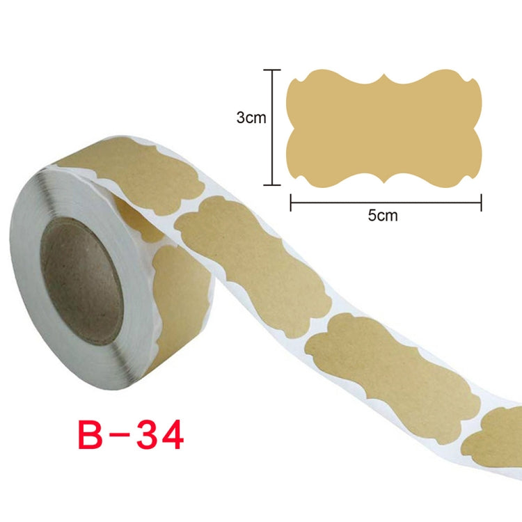 3 PCS Natural Brown Kraft Paper Gift Decoration Label Sticker, B-34, B-35, B-36, B-37