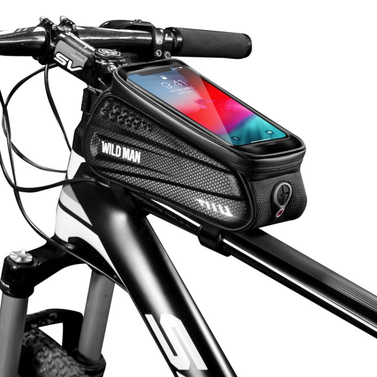 WILD MAN ES3 Sac de vélo à coque dure, Sac de poutre avant, Sac de tube supérieur pour téléphone portable avec écran tactile, Équipement de cyclisme, ES3 (Noir)