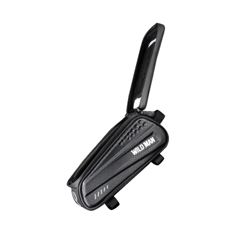 WILD MAN ES3 Sac de vélo à coque dure, Sac de poutre avant, Sac de tube supérieur pour téléphone portable avec écran tactile, Équipement de cyclisme, ES3 (Noir)