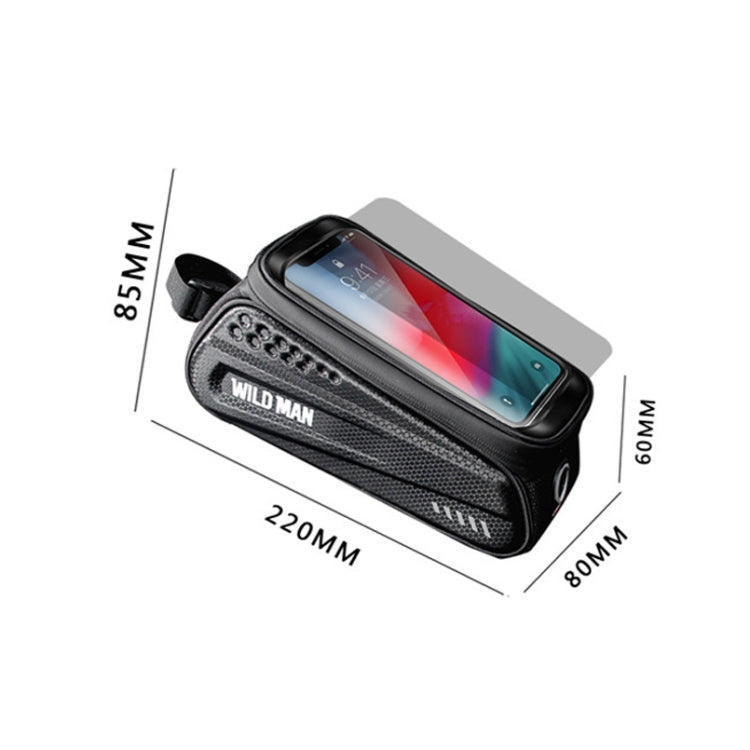 WILD MAN ES3 Sac de vélo à coque dure, Sac de poutre avant, Sac de tube supérieur pour téléphone portable avec écran tactile, Équipement de cyclisme, ES3 (Noir)