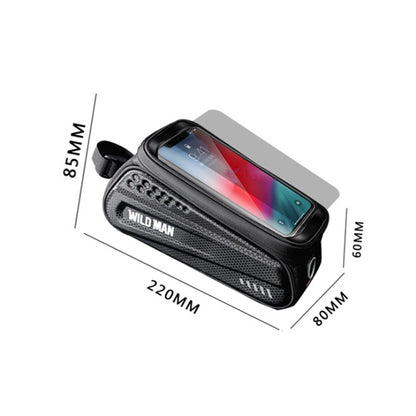 WILD MAN ES3 Sac de vélo à coque dure, Sac de poutre avant, Sac de tube supérieur pour téléphone portable avec écran tactile, Équipement de cyclisme, ES3 (Noir)