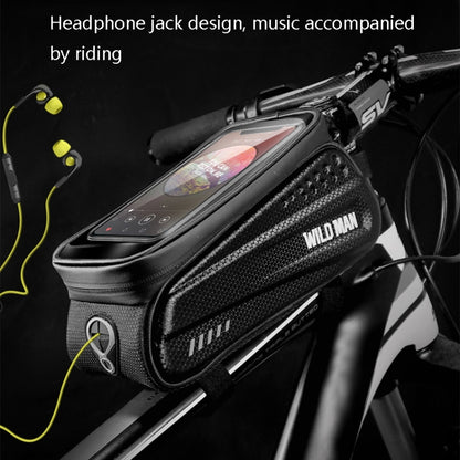 WILD MAN ES3 Sac de vélo à coque dure, Sac de poutre avant, Sac de tube supérieur pour téléphone portable avec écran tactile, Équipement de cyclisme, ES3 (Noir)