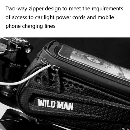 WILD MAN ES3 Sac de vélo à coque dure, Sac de poutre avant, Sac de tube supérieur pour téléphone portable avec écran tactile, Équipement de cyclisme, ES3 (Noir)