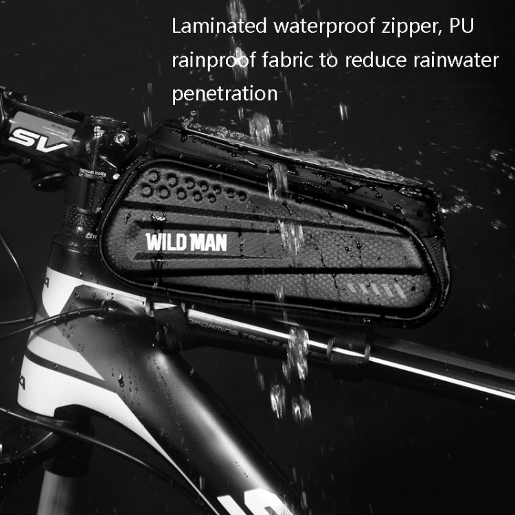 WILD MAN ES3 Sac de vélo à coque dure, Sac de poutre avant, Sac de tube supérieur pour téléphone portable avec écran tactile, Équipement de cyclisme, ES3 (Noir)
