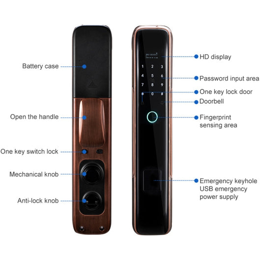 Smart Wifi Anti-Theft Fingerprint Password Lock Mobile Phone Remote Control Electronic Door Lock Magnetic Card Lock, SM-SL608 Semi-automatic Black, SM-SL708 Semi-automatic Black, SM-SL808 Automatic Black, SM-SL808 Automatic Bronze