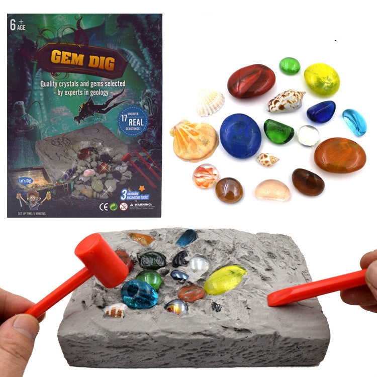 3 jouets de fouille de trésor archéologique colorés en pierres précieuses, jouet créatif de puzzle DIY, 3 jouets de puzzle DIY