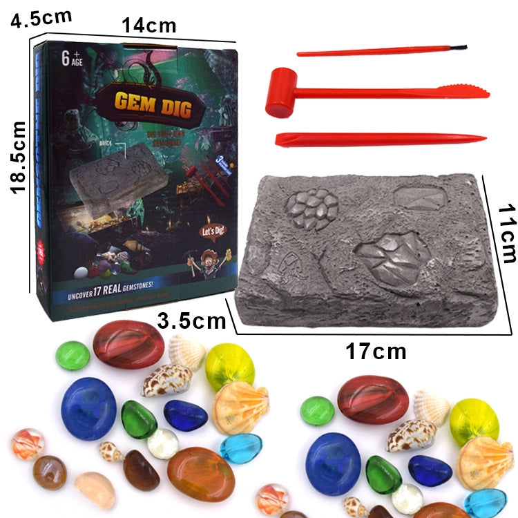 3 jouets de fouille de trésor archéologique colorés en pierres précieuses, jouet créatif de puzzle DIY, 3 jouets de puzzle DIY