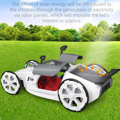 Jouet de voiture de sport solaire à assembler pour enfants, modèle à 4 roues motrices électrique pour l'éducation scientifique, jouet de voiture de sport solaire à assembler