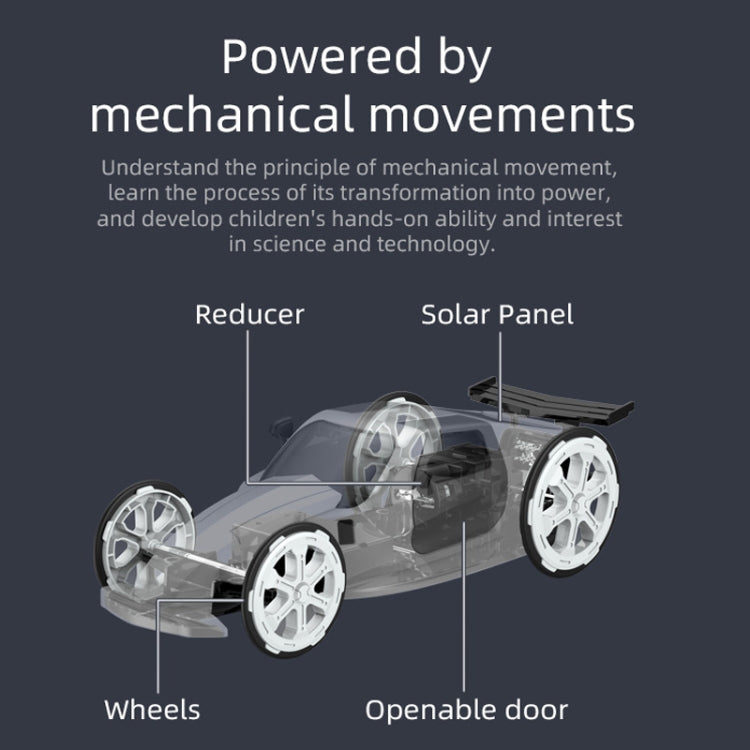 Jouet de voiture de sport solaire à assembler pour enfants, modèle à 4 roues motrices électrique pour l'éducation scientifique, jouet de voiture de sport solaire à assembler