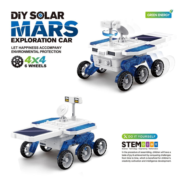 Jouet de voiture d'exploration martienne solaire DIY pour enfants, puzzle scientifique éducatif, modèle électrique assemblé à 4 roues motrices, Jouet de voiture d'exploration martienne solaire