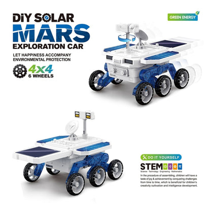 Jouet de voiture d'exploration martienne solaire DIY pour enfants, puzzle scientifique éducatif, modèle électrique assemblé à 4 roues motrices, Jouet de voiture d'exploration martienne solaire