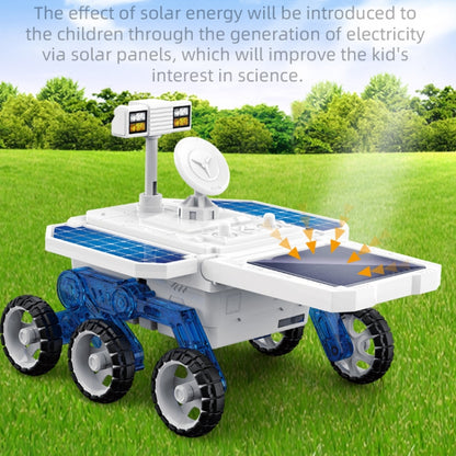 Jouet de voiture d'exploration martienne solaire DIY pour enfants, puzzle scientifique éducatif, modèle électrique assemblé à 4 roues motrices, Jouet de voiture d'exploration martienne solaire