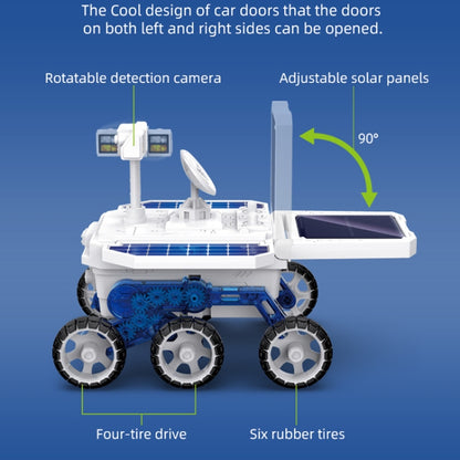 Jouet de voiture d'exploration martienne solaire DIY pour enfants, puzzle scientifique éducatif, modèle électrique assemblé à 4 roues motrices, Jouet de voiture d'exploration martienne solaire