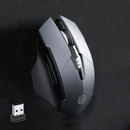 Inphic A1 6 Keys 1000/1200/1600 DPI Home Gaming Wireless Mechanical Mouse, Colour: Gray Wireless+Bluetooth 4.0+Bluetooth 5.0, Red Wireless Charging Silent Version, Gray Wireless+Bluetooth 4.0+Bluetooth 5.0, Black Wireless+Bluetooth 4.0+Bluetooth 5.0   ...