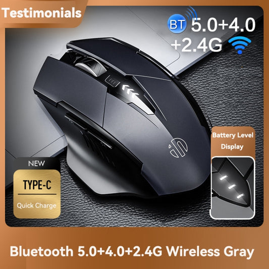 Inphic A1 6 Keys 1000/1200/1600 DPI Home Gaming Wireless Mechanical Mouse, Colour: Gray Wireless+Bluetooth 4.0+Bluetooth 5.0, Red Wireless Charging Silent Version, Gray Wireless+Bluetooth 4.0+Bluetooth 5.0, Black Wireless+Bluetooth 4.0+Bluetooth 5.0   ...