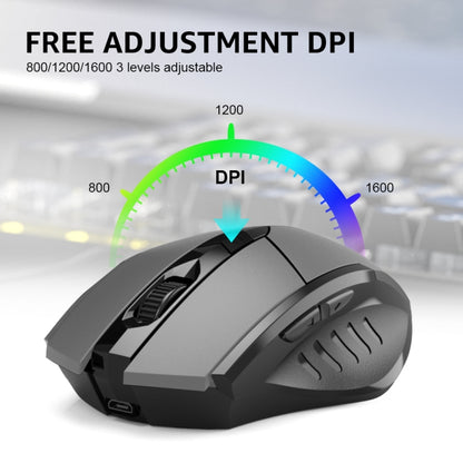 Inphic A1 6 Keys 1000/1200/1600 DPI Home Gaming Wireless Mechanical Mouse, Colour: Gray Wireless+Bluetooth 4.0+Bluetooth 5.0, Red Wireless Charging Silent Version, Gray Wireless+Bluetooth 4.0+Bluetooth 5.0, Black Wireless+Bluetooth 4.0+Bluetooth 5.0   ...