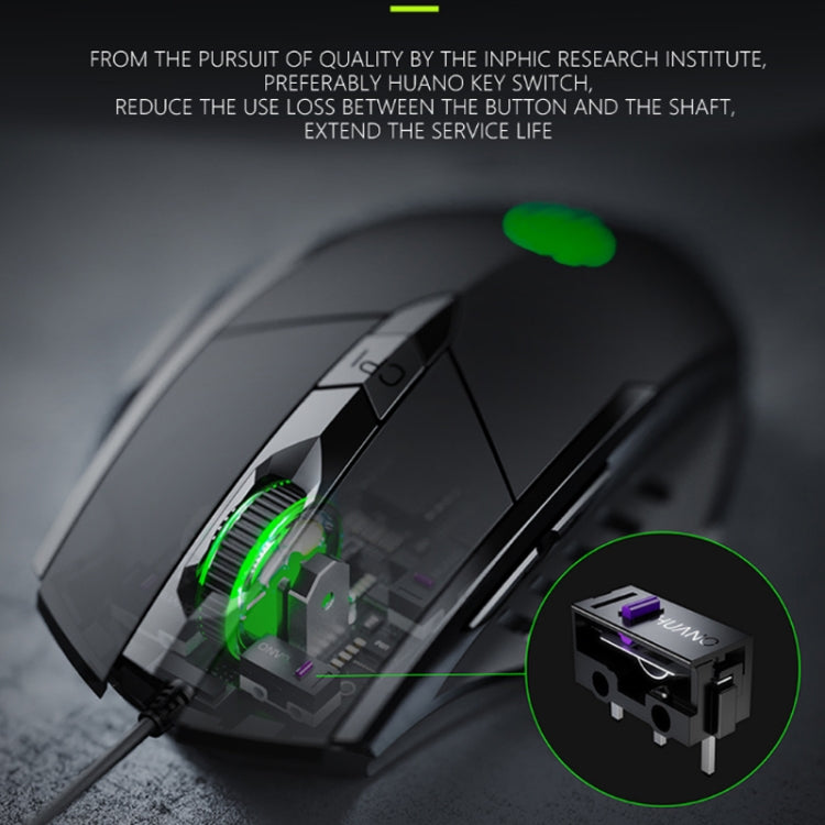 Inphic PW1 Game Mute Macro Definition Illuminated Wired Mouse, Cable Length: 1.5m, Mute Red Game Version, Mute Titanium Gray Game Version, Mute Black Business Version, Mute Black Game Version