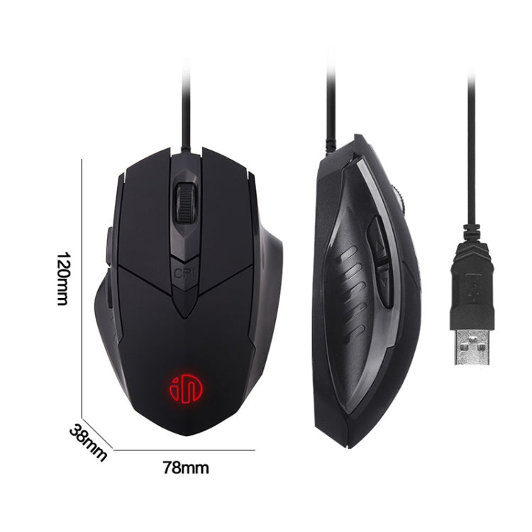 Inphic PW1 Game Mute Macro Definition Illuminated Wired Mouse, Cable Length: 1.5m, Mute Red Game Version, Mute Titanium Gray Game Version, Mute Black Business Version, Mute Black Game Version