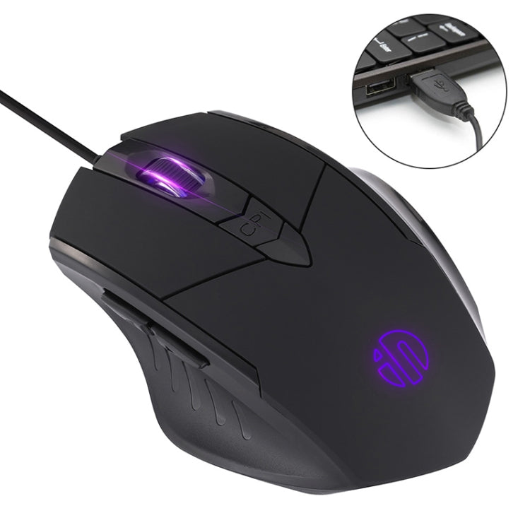 Inphic PW1 Game Mute Macro Definition Illuminated Wired Mouse, Cable Length: 1.5m, Mute Red Game Version, Mute Titanium Gray Game Version, Mute Black Business Version, Mute Black Game Version