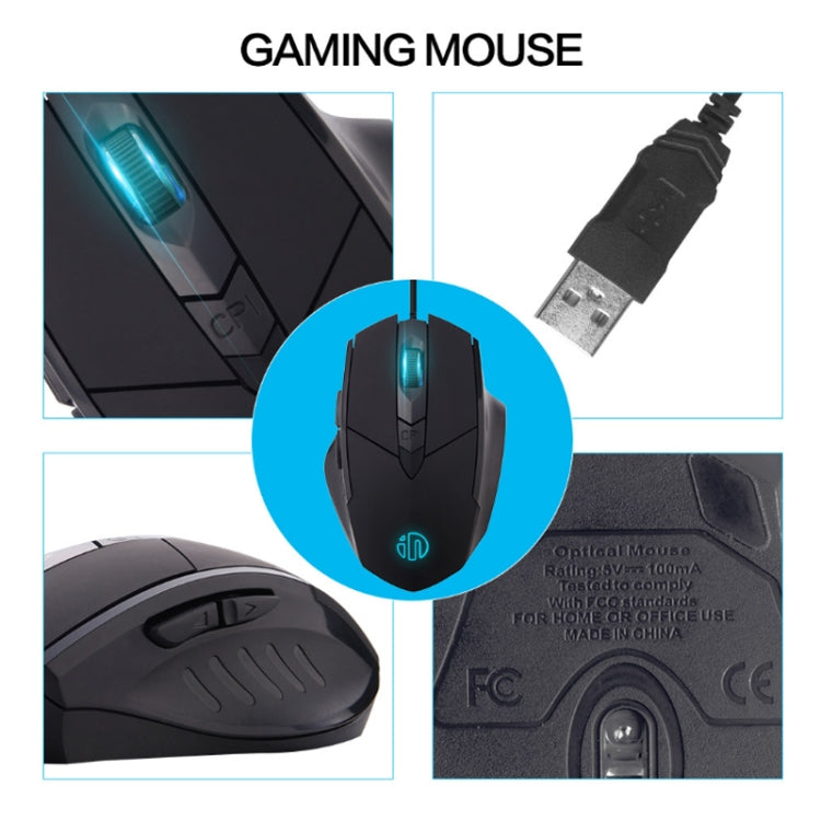 Inphic PW1 Game Mute Macro Definition Illuminated Wired Mouse, Cable Length: 1.5m, Mute Red Game Version, Mute Titanium Gray Game Version, Mute Black Business Version, Mute Black Game Version
