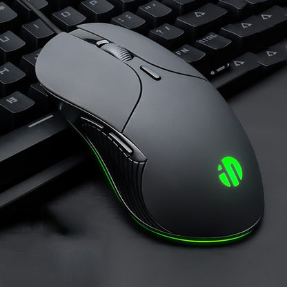 Inphic PB1 Business Office Mute Macro Definition Gaming Wired Mouse, Cable Length: 1.5m, Black Silen Business Version, Classic Back Breathing Light, Matte White Breathing Light