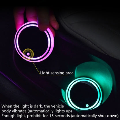 2 PCS Car LED Luminous Water Coaster Car Atmosphere Light USB Charging Non-Slip Coaster, Car Luminous Water Coaster