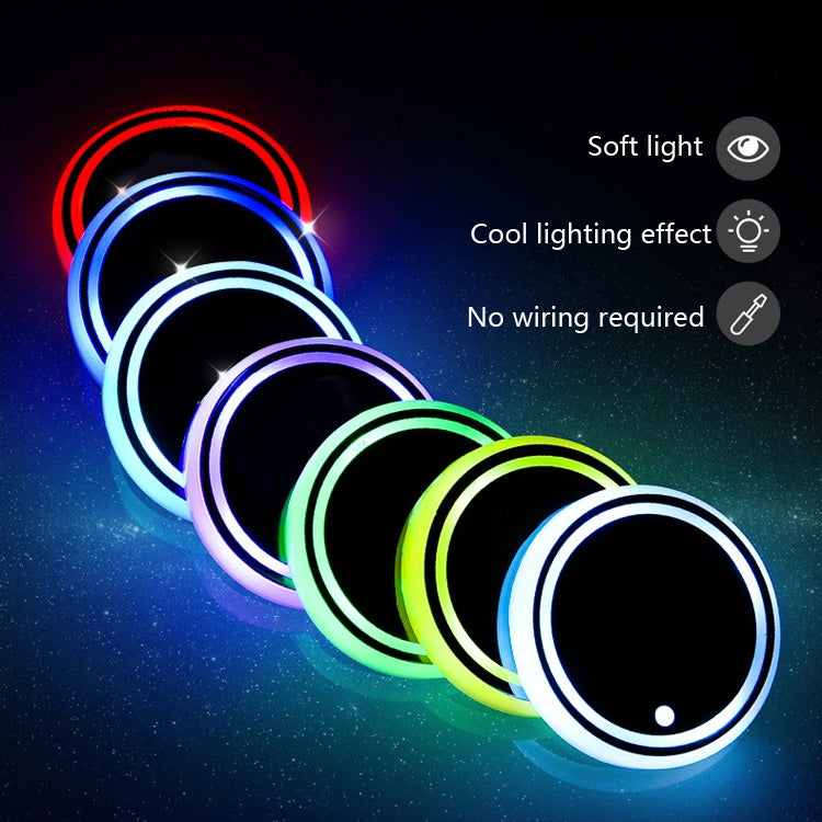 2 PCS Car LED Luminous Water Coaster Car Atmosphere Light USB Charging Non-Slip Coaster, Car Luminous Water Coaster