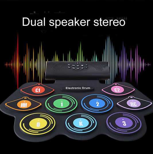Hand-Rolled Drum Set Color Electronic Drum Lithium Battery Rechargeable Silicone Drum Set, MD862C