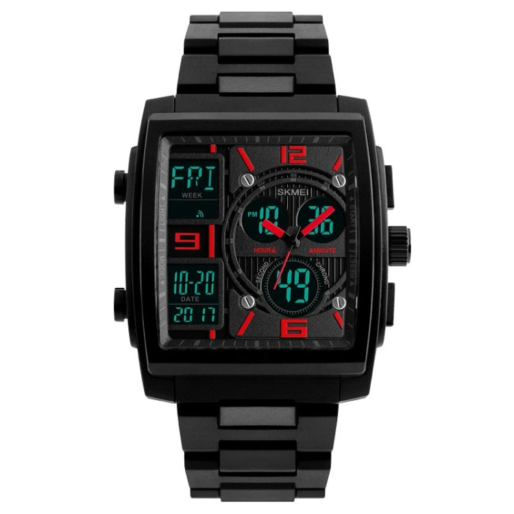 SKMEI 1274 Montre électronique tendance pour hommes, multifonctionnelle, sport de plein air, rouge, bleu, noir, doré