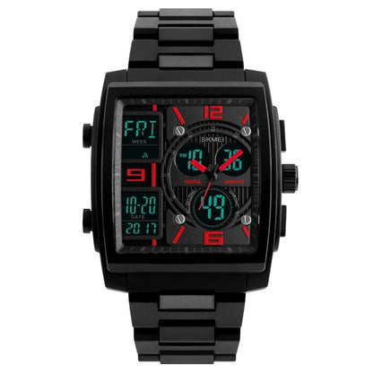 SKMEI 1274 Montre électronique tendance pour hommes, multifonctionnelle, sport de plein air, rouge, bleu, noir, doré