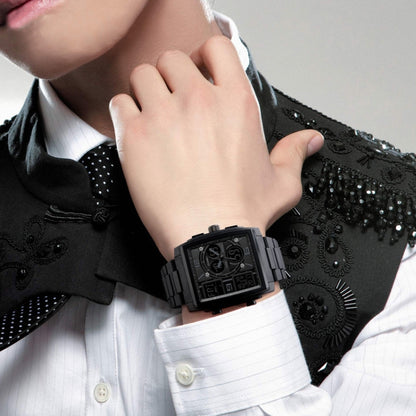 SKMEI 1274 Montre électronique tendance pour hommes, multifonctionnelle, sport de plein air, rouge, bleu, noir, doré
