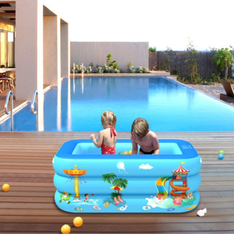 Piscine Gonflable Carrée pour Enfants, Motif Parc d'Attractions Intérieur et Extérieur, 130 x 85 x 50cm, 150 x 110 x 50cm