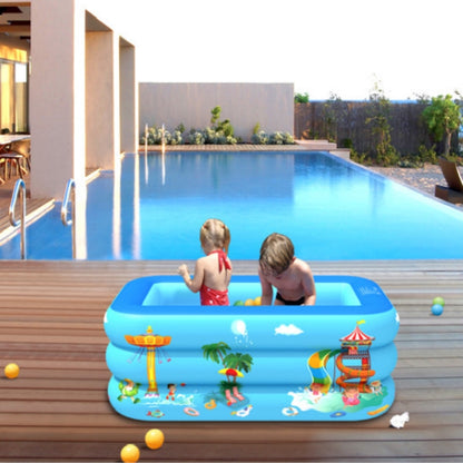 Piscine Gonflable Carrée pour Enfants, Motif Parc d'Attractions Intérieur et Extérieur, 130 x 85 x 50cm, 150 x 110 x 50cm