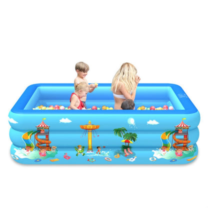 Piscine Gonflable Carrée pour Enfants, Motif Parc d'Attractions Intérieur et Extérieur, 130 x 85 x 50cm, 150 x 110 x 50cm