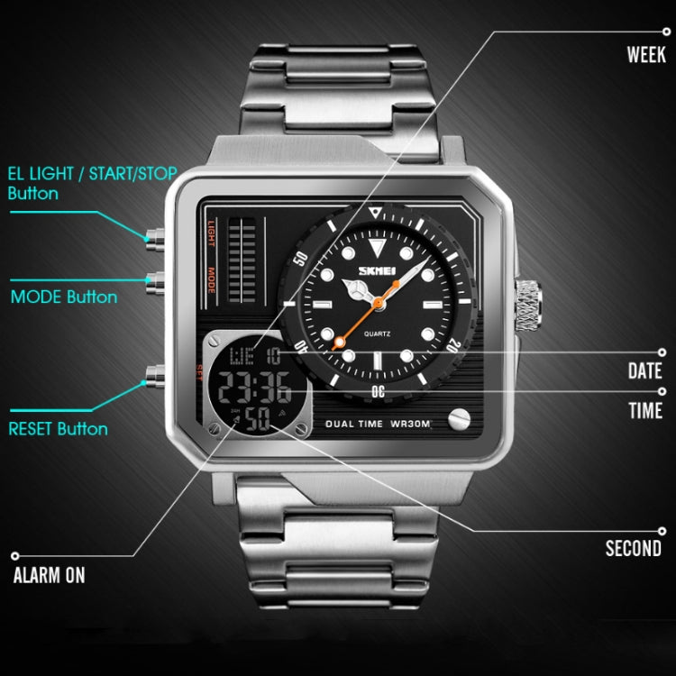 Montre de sport multifonction SKMEI 1392, double affichage, étanche, électronique