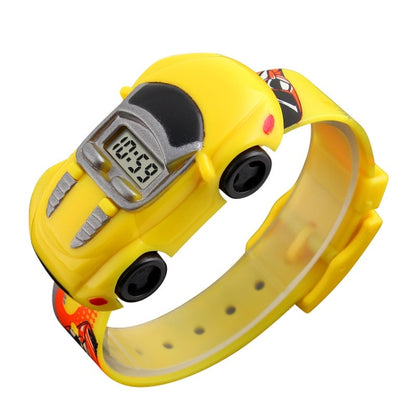 SKMEI 1241 Montre numérique pour enfants Motif voiture de dessin animé Mignonne à la mode, jaune, rouge, bleu, noir, bleu clair