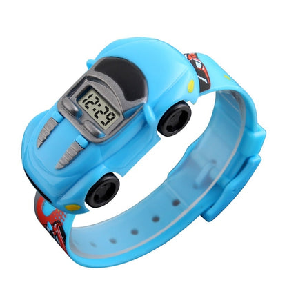SKMEI 1241 Montre numérique pour enfants Motif voiture de dessin animé Mignonne à la mode, jaune, rouge, bleu, noir, bleu clair