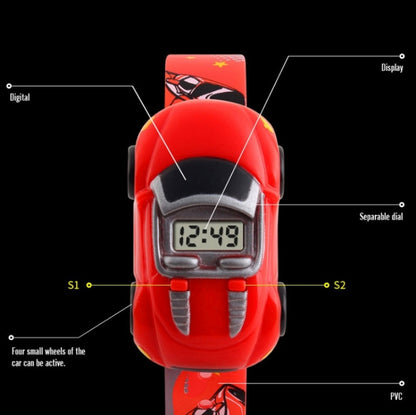 SKMEI 1241 Montre numérique pour enfants Motif voiture de dessin animé Mignonne à la mode, jaune, rouge, bleu, noir, bleu clair