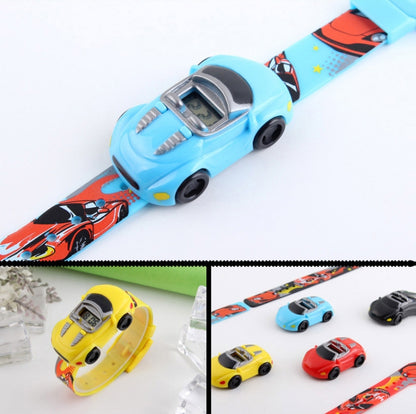 SKMEI 1241 Montre numérique pour enfants Motif voiture de dessin animé Mignonne à la mode, jaune, rouge, bleu, noir, bleu clair
