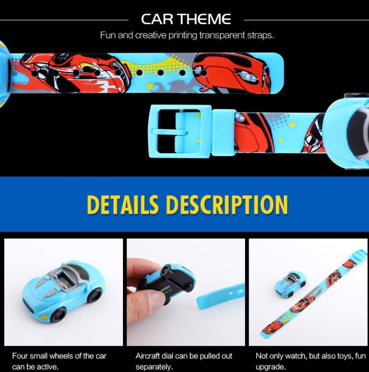 SKMEI 1241 Montre numérique pour enfants Motif voiture de dessin animé Mignonne à la mode, jaune, rouge, bleu, noir, bleu clair