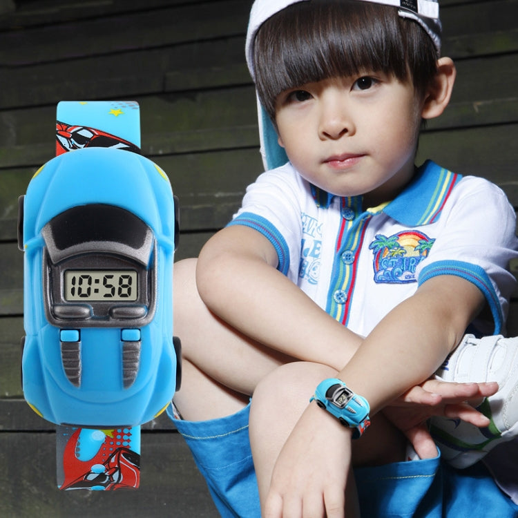 SKMEI 1241 Montre numérique pour enfants Motif voiture de dessin animé Mignonne à la mode, jaune, rouge, bleu, noir, bleu clair
