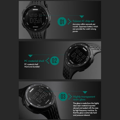 SKMEI 1219 Men Multi-Function Electronic Watch Outdoor Sports Watch, Green, Blue, Black, Rose Gold, Silver