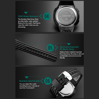 SKMEI 1219 Men Multi-Function Electronic Watch Outdoor Sports Watch, Green, Blue, Black, Rose Gold, Silver