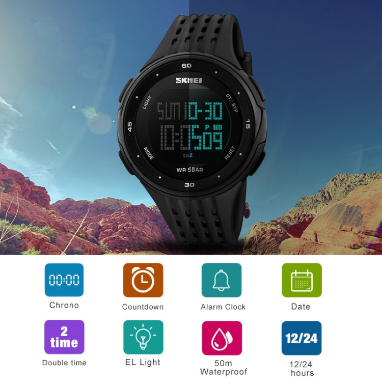 SKMEI 1219 Men Multi-Function Electronic Watch Outdoor Sports Watch, Green, Blue, Black, Rose Gold, Silver