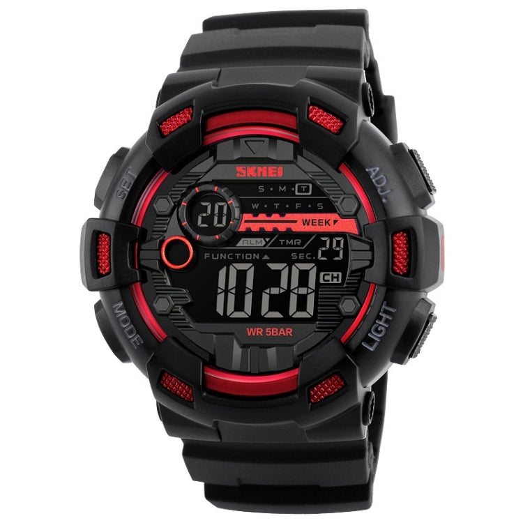 SKMEI 1243 Montre de Sport Homme Étanche Extérieure Digitale, Rouge, Noir, Doré